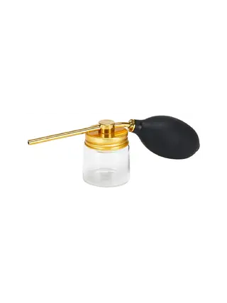 Spray de talco dourado para barbeiros