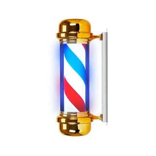 Luminária iluminada para cabeleireiro Barber Pole BB-02 dourada grande