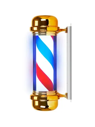 Luminária iluminada para cabeleireiro Barber Pole BB-02 dourada grande