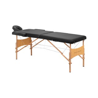 Maca de massagem dobrável Balance em madeira, 2 partes, preta.