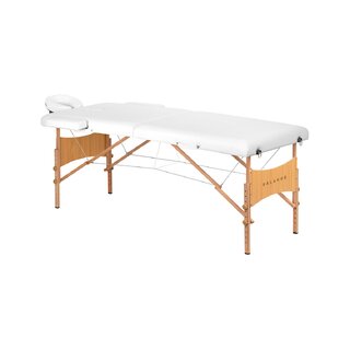 Maca de massagem dobrável Balance Lux em madeira, 2 partes, 190x70 cm, branca