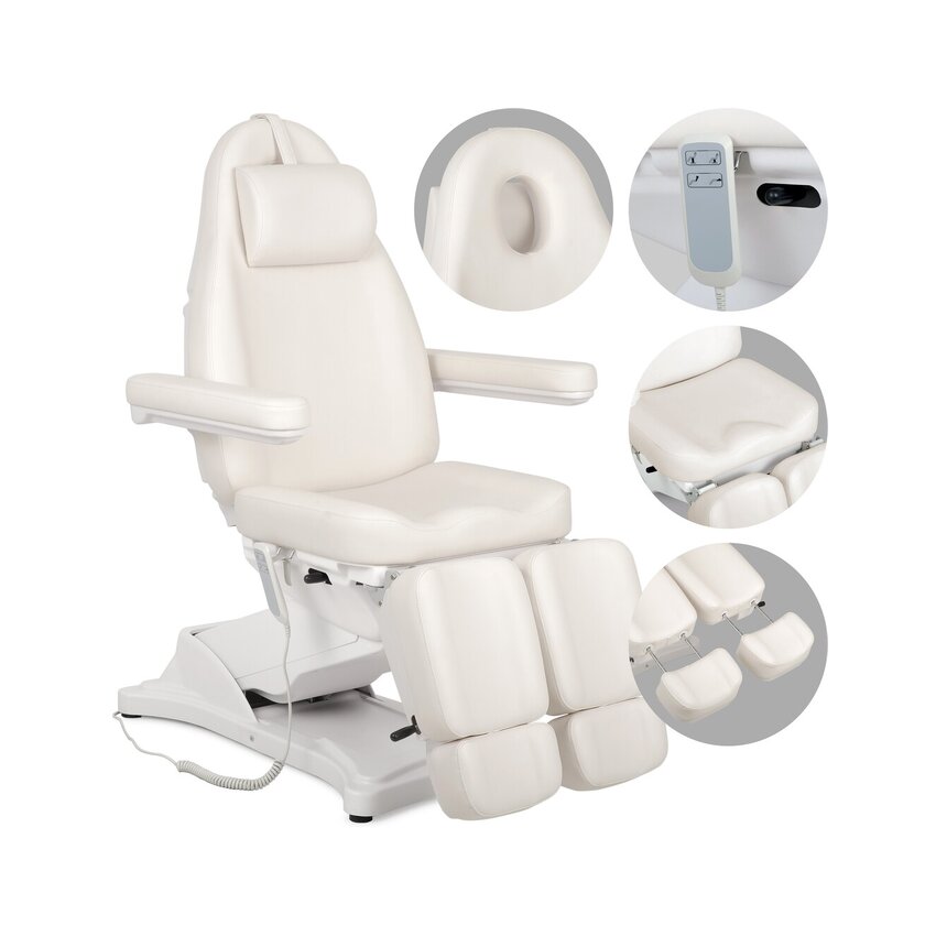 Cadeira de tratamento cosmético elétrica Elara PRO 6P - branca
