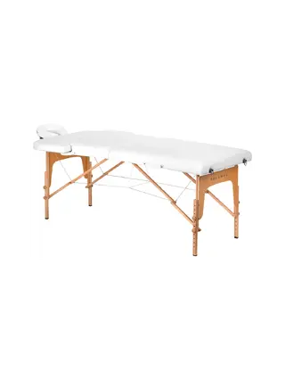 Mesa de massagem dobrável de madeira BALANCE, 2 segmentos, branca