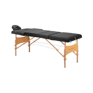 Maca de massagem dobrável Balance Lux em madeira, 3 partes, 190x70 cm, preta.
